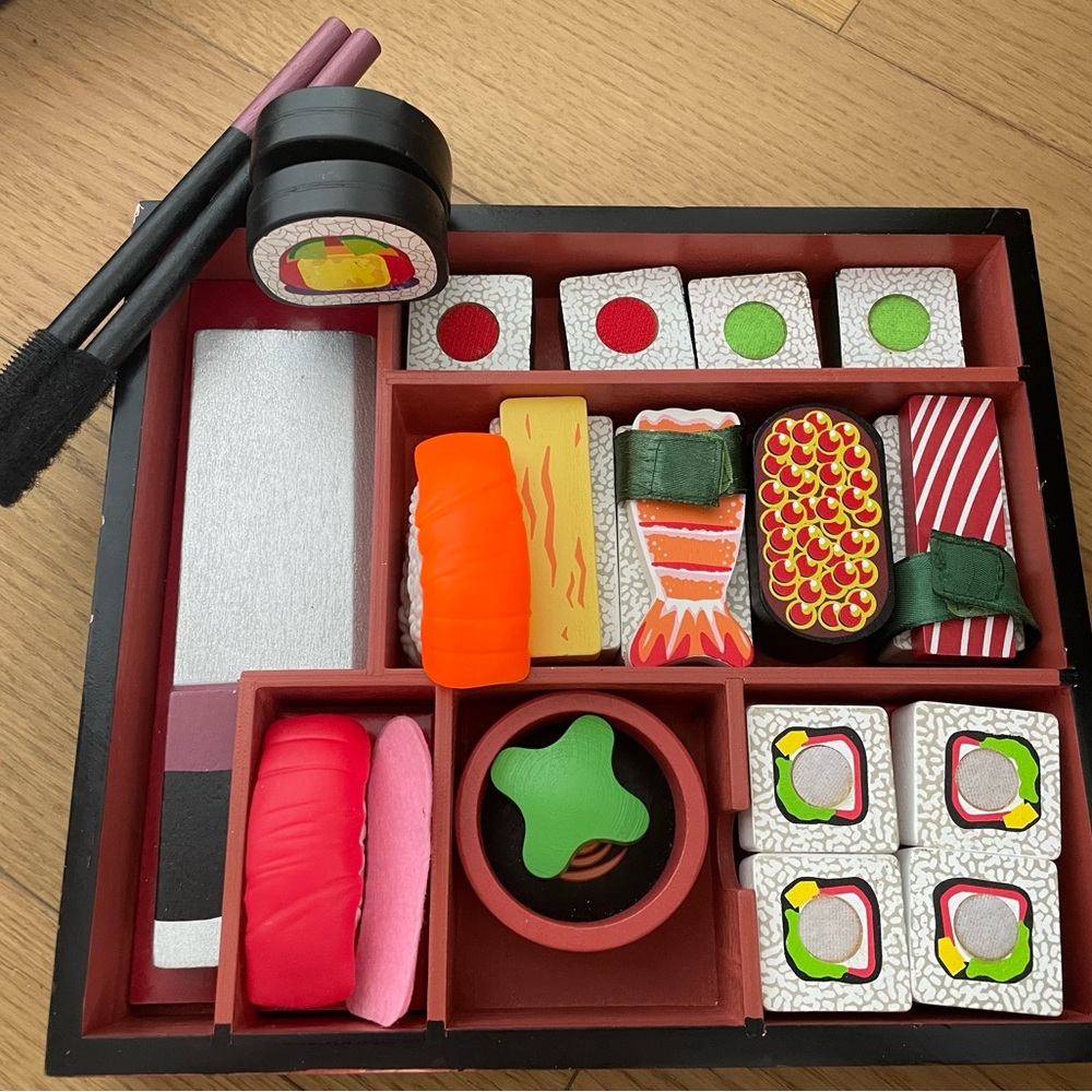 Melissa & Doug Wooden Sushi Play Set - orange, red, green, pink, black, white